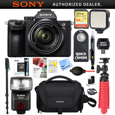 Sony a7III Mirrorless Camera w/28-70mm Lens + 64GB Memory & Flash Accessory Bundle