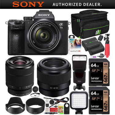Sony a7 III Mirrorless 4K Camera + 2 Lens Kit 28-70mm + 50mm + Case 2x Battery Bundle
