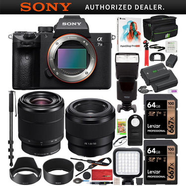 Sony a7 III Mirrorless 4K Camera + 2 Lens Kit 28-70mm + 50mm + Case 2x Battery Bundle