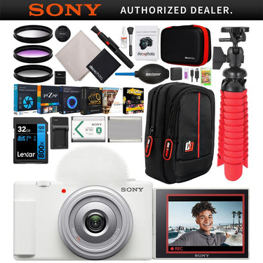 Sony ZV-1F Vlog Camera with 4K Video for Content Creators and Vloggers White Bundle