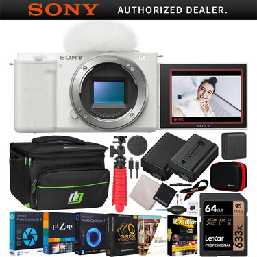 Sony ZV-E10 Mirrorless Alpha APS-C Interchangeable Lens Vlog Camera Body White Bundle