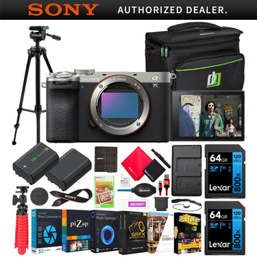 Sony a7C II Full Frame Mirrorless Camera Body Silver + Bag & Accessories Kit Bundle