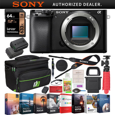 Sony a6100 Mirrorless Camera 4K APS-C Body Only ILCE-6100B Software Case Bundle
