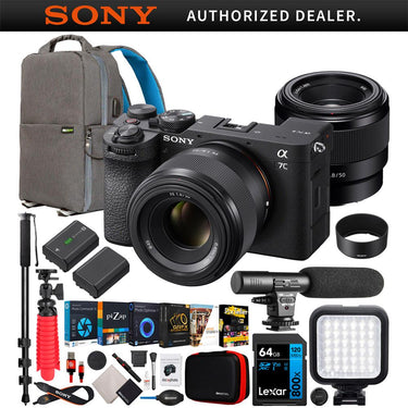 Sony a7C II Full Frame Mirrorless Camera Body Black + 50mm F1.8 Lens Kit Bundle