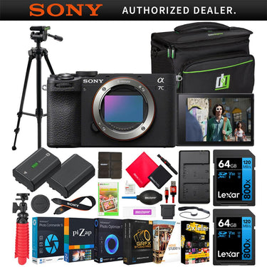 Sony a7C II Full Frame Mirrorless Camera Body Black + Bag & Accessories Kit Bundle