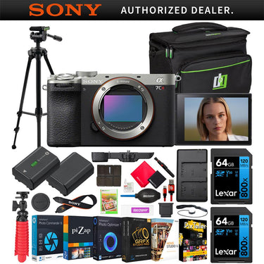 Sony a7CR Full Frame Mirrorless Camera Body Silver + Bag & Accessories Kit Bundle