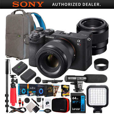 Sony a7CR Full Frame Mirrorless Camera Body Black + 50mm F1.8 Lens Kit Bundle