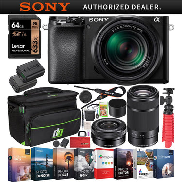 Sony a6100 Mirrorless Camera 4K APS-C 16-50mm 55-210mm 2 Lens Bundle ILCE-6100YB