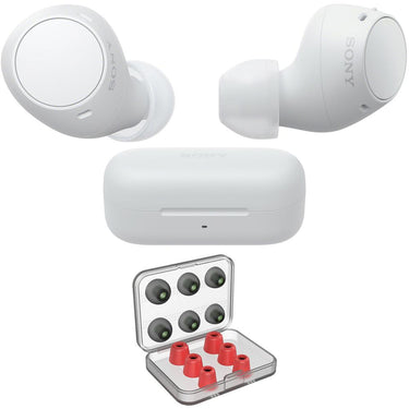 Sony WF-C510 Truly Wireless Earbuds, White Bundle with Deco 6 Pairs of Earbud Tips