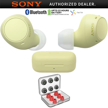 Sony WF-C510 Truly Wireless Earbuds, Yellow Bundle with Deco 6 Pairs of Earbud Tips