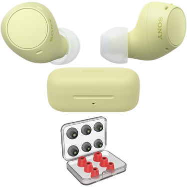 Sony WF-C510 Truly Wireless Earbuds, Yellow Bundle with Deco 6 Pairs of Earbud Tips