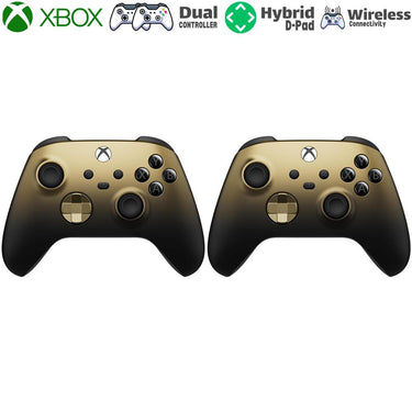 Microsoft QAU-00121 Xbox Wireless (Gold Shadow Special Edition) Dual Controller Bundle
