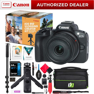 Canon EOS R50 Mirrorless Camera Vlogging Creator Kit 5811C109 + Pro Accessories Bundle