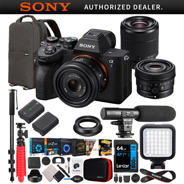 Sony a7 IV Full Frame Mirrorless Camera + FE 50mm F2.5 G + 28-70mm 2 Lens Kit Bundle