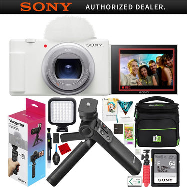 Sony ZV-1 II Vlog 4K Camera + ACCVC1 Vlogger Tripod Kit Content Creator White Bundle