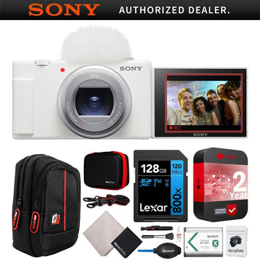 Sony ZV-1 II Vlog Camera 4K Video Content Creator White +Extended Warranty Kit Bundle