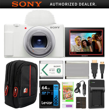 Sony ZV-1 II Vlog 4K Camera for Content Creators & Vloggers White 2 Battery Bundle