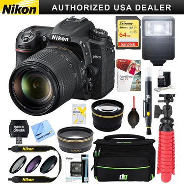 Nikon D7500 20.9MP Digital SLR Camera + AF-S 18-140mm ED VR Lens Memory & Flash Kit