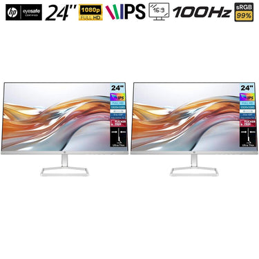 Hewlett Packard 524sw Series 5 23.8" FHD 1080p 16:9 5ms 100Hz IPS Dual Monitor Bundle