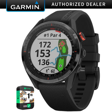 Garmin Approach S62 Ceramic Bezel w/ Black Band GPS Golf Watch + 1 Year Warranty