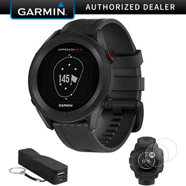 Garmin Approach S12 GPS Golf Watch 42k+ Preloaded Courses Blk+Power Bank Bundle