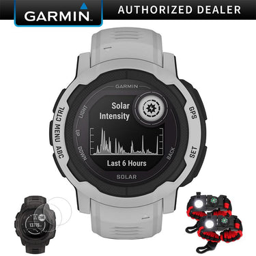 Garmin Instinct 2 Solar 45mm GPS Smartwatch, Mist Gray + Accessories Bundle