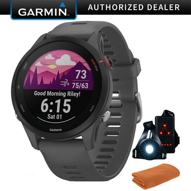 Garmin Forerunner 255 GPS Smartwatch, Slate Gray w/ Accessories Bundle
