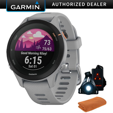 Garmin Forerunner 255S GPS Smartwatch, Powder Grey w/ Accessories Bundle
