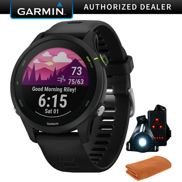 Garmin Forerunner 255 Music GPS Smartwatch, Black w/ Accessories Bundle