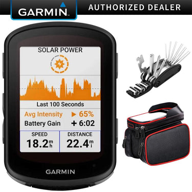 Garmin 010-02694-20 Edge 540 Solar, Compact GPS Cycling Computer +Deco Accessory Bundle