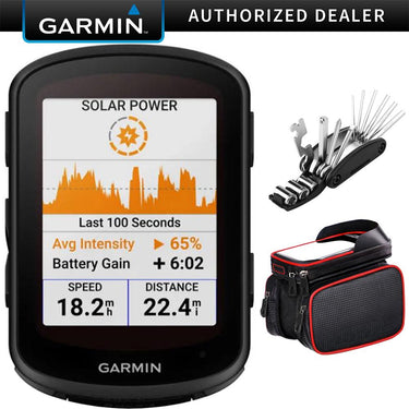 Garmin 010-02695-20 Edge 840 Solar, Compact GPS Cycling Computer +Deco Accessory Bundle