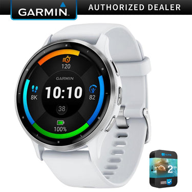 Garmin Venu 3 Fitness GPS Smartwatch Silver Steel Bezel w/Whitestone Case +Warranty Kit