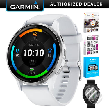 Garmin Venu 3 GPS Smartwatch Silver Steel Bezel w/ Whitestone Case +Accessories Kit