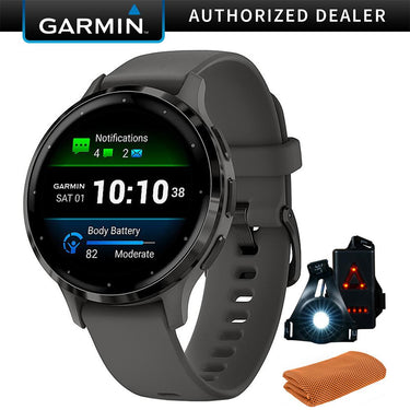 Garmin Venu 3S Fitness GPS Smartwatch Steel Bezel w/ Pebble Gray Case + Accessories Kit