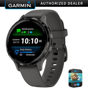 Garmin Venu 3S Fitness GPS Smartwatch Steel Bezel w/ Pebble Gray Case + Warranty Kit