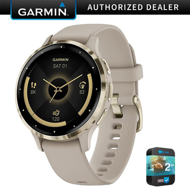 Garmin Venu 3S GPS Smartwatch Gold Steel Bezel w/French Gray Case + Warranty Kit