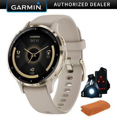 Garmin Venu 3S GPS Smartwatch Gold Steel Bezel w/French Gray Case + Accessories Kit