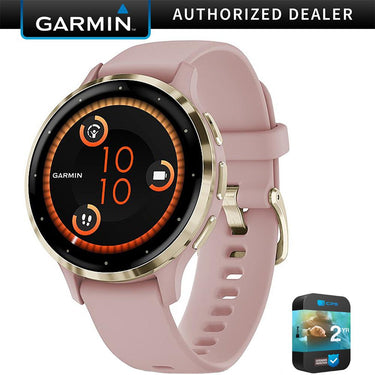 Garmin Venu 3S GPS Smartwatch Gold Steel Bezel w/ Dust Rose Case + Warranty Kit
