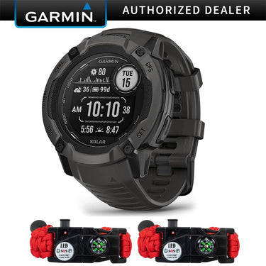 Garmin Instinct 2X Solar Rugged GPS Smartwatch Graphite + 2x Tactical Bracelet