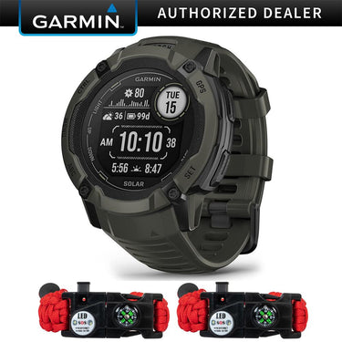 Garmin Instinct 2X Solar Rugged GPS Smartwatch Moss with 2x Tactical Bracelet