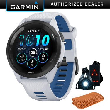 Garmin Forerunner 265 GPS Smartwatch, Whitestone/Tidal Blue w/ Accessories Bundle