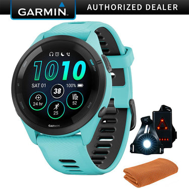 Garmin Forerunner 265 GPS Smartwatch, Aqua/Black w/ Accessories Bundle