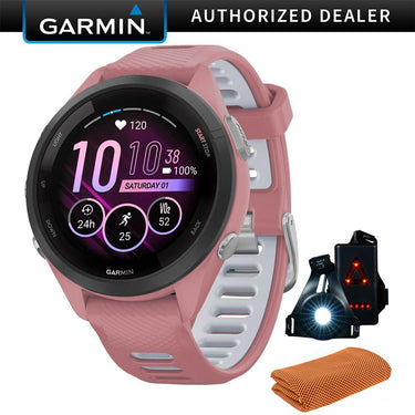 Garmin Forerunner 265S GPS Smartwatch, Light Pink/Whitestone w/ Accessories Bundle