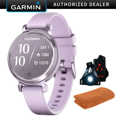 Garmin Lily 2 Smartwatch Metallic Lilac w/ Lilac Silicone Band + Accessories Bundle