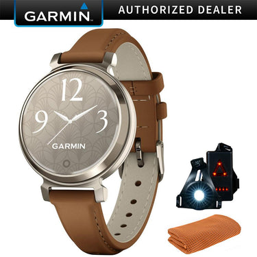 Garmin Lily 2 Classic Cream Gold w/ Tan Leather Band Smartwatch + Accessories Bundle