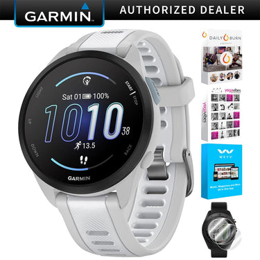 Garmin Forerunner 165 Smart Sport Watch, Mist Gray + Whitestone w/ Fitness Bundle