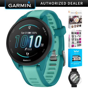 Garmin Forerunner 165 Music Smart Sport Watch, Turquoise + Aqua w/ Fitness Bundle
