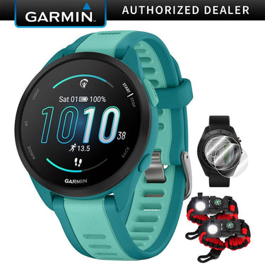 Garmin Forerunner 165 Music Smart Sport Watch, Turquoise + Aqua w/ Accessories Bundle