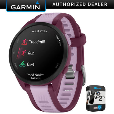 Garmin Forerunner 165 Music Smart Sport Watch, Berry + Lilac w/ Warranty Bundle