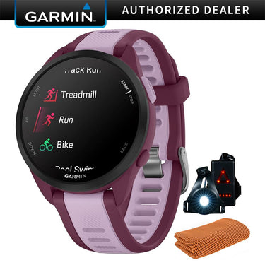 Garmin Forerunner 165 Music Smart Sport Watch, Berry + Lilac w/ Accessories Bundle